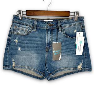 Studio Blue Delilah Made You Look Medium Wash Distressed Mid Rise Short Indigo 8